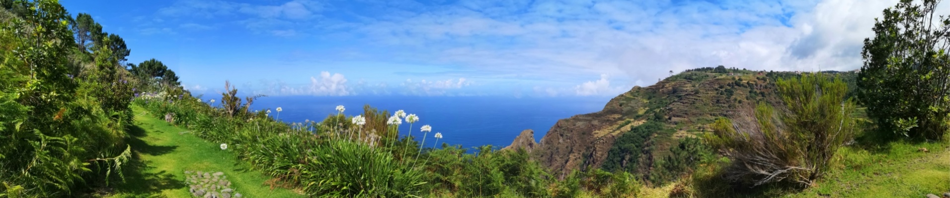 Panorama d'un sentier côtier sur les hauteurs de Madère